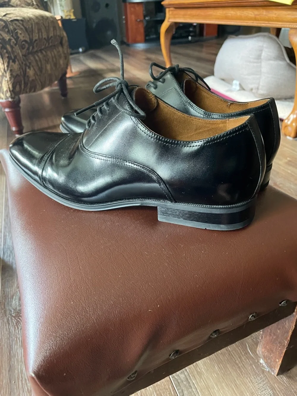 Florsheim Black Smooth Leather Cap Toe Oxford Shoes 9D